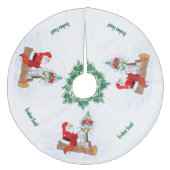 Weihnachtsmann mit Kaninchen Fox und Eichhörnchen Fleece Kerstboom Rok (Voorkant)