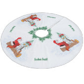 Weihnachtsmann mit Kaninchen Fox und Eichhörnchen Fleece Kerstboom Rok (Gekanteld)