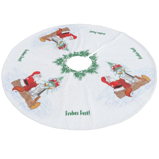 Weihnachtsmann mit Kaninchen Fox und Eichhörnchen Fleece Kerstboom Rok (Gekanteld)