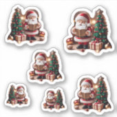 Weihnachtsmann mit Tannenbaum in 3D - 6  Sticker (Voorkant)