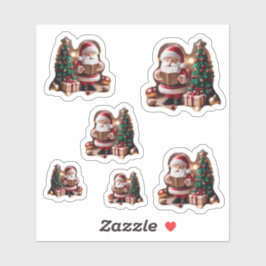 Weihnachtsmann mit Tannenbaum in 3D - 6  Sticker