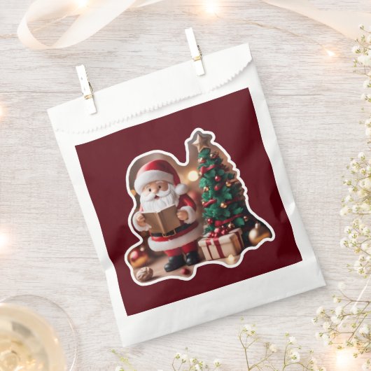 Weihnachtsmann mit Tannenbaum in 3D -  Bedankzakje (Geknipt)