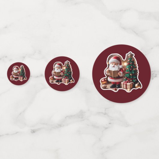 Weihnachtsmann mit Tannenbaum in 3D -  Confetti (Achterkanten)