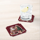 Weihnachtsmann mit Tannenbaum in 3D -  Kartonnen Onderzetters (Insitu)