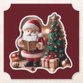 Weihnachtsmann mit Tannenbaum in 3D -  Kartonnen Onderzetters (Voorkant)