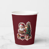 Weihnachtsmann mit Tannenbaum in 3D -  Papieren Bekers (Achterkant)