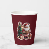 Weihnachtsmann mit Tannenbaum in 3D -  Papieren Bekers (Voorkant)