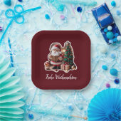 Weihnachtsmann mit Tannenbaum in 3D -  Papieren Bordje (Feest)