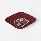 Weihnachtsmann mit Tannenbaum in 3D -  Papieren Bordje (Gebogen)