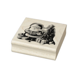 Weihnachtsmann mit Tannenbaum in 3D -  Rubberstempel