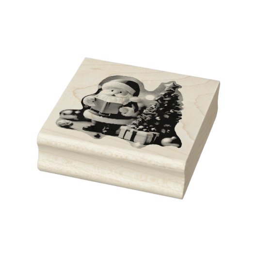 Weihnachtsmann mit Tannenbaum in 3D -  Rubberstempel (Stempel)
