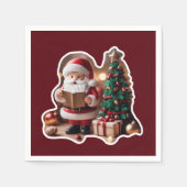 Weihnachtsmann mit Tannenbaum in 3D - Servet (Voorkant)