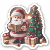 Weihnachtsmann mit Tannenbaum in 3D -  Sticker (Voorkant)