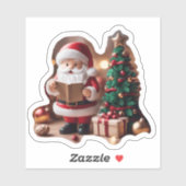 Weihnachtsmann mit Tannenbaum in 3D -  Sticker (Vel)