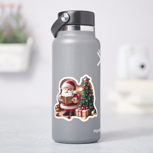 Weihnachtsmann mit Tannenbaum in 3D -  Sticker (HydroFlask)