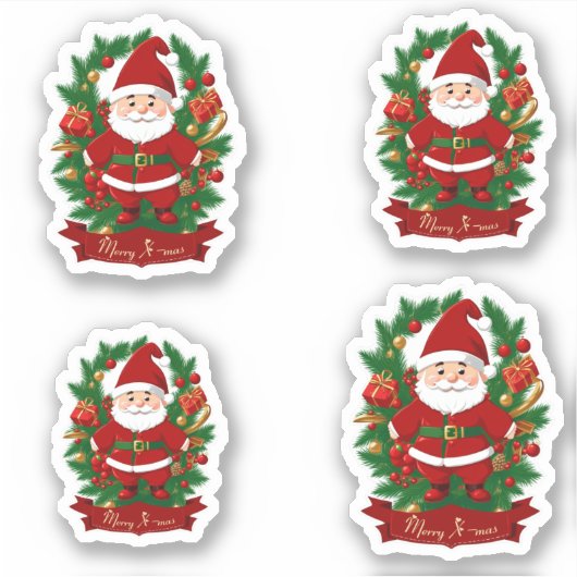 Weihnachtsmann mit Tannenzweigen - 4  Sticker (Voorkant)