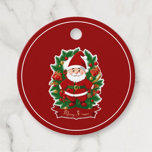 Weihnachtsmann mit Tannenzweigen - Bedankjes Labels (Voorkant)