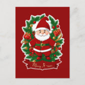 Weihnachtsmann mit Tannenzweigen -  Briefkaart (Voorkant)