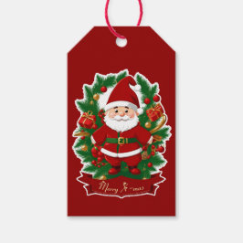 Weihnachtsmann mit Tannenzweigen -  Cadeaulabel