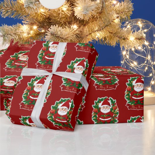 Weihnachtsmann mit Tannenzweigen -  Cadeaupapier (Feestdagen)