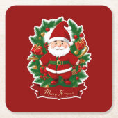 Weihnachtsmann mit Tannenzweigen - Kartonnen Onderzetters (Voorkant)