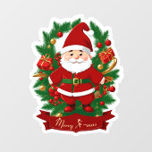 Weihnachtsmann mit Tannenzweigen - Raamsticker (Vel)