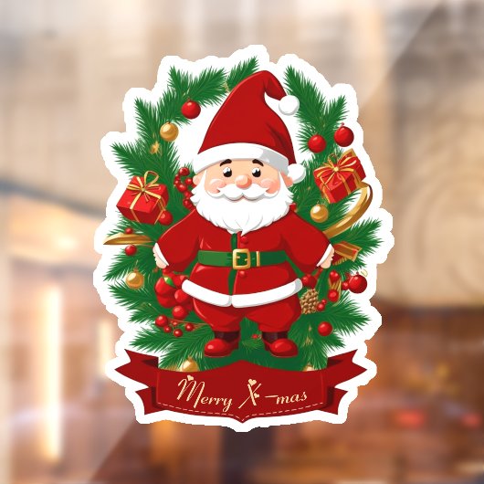 Weihnachtsmann mit Tannenzweigen - Raamsticker (Vel 2)