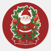 Weihnachtsmann mit Tannenzweigen - Ronde Sticker (Voorkant)