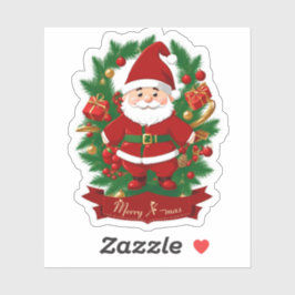 Weihnachtsmann mit Tannenzweigen -  Sticker