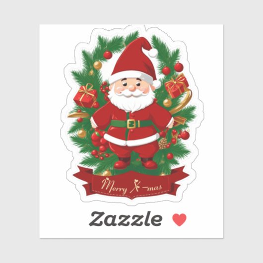 Weihnachtsmann mit Tannenzweigen -  Sticker (Vel)