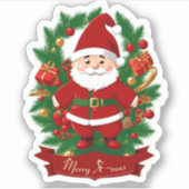 Weihnachtsmann mit Tannenzweigen -  Sticker (Voorkant)