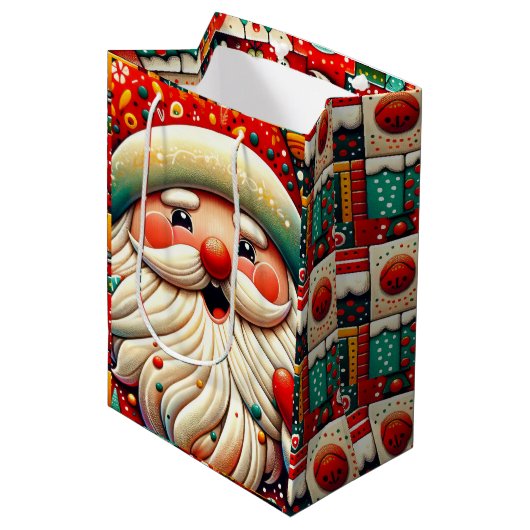 Weihnachtsmann Papai Noel Baba Sint Nicolaas Kris Medium Cadeauzakje (Voorkant Gekanteld)