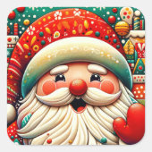 Weihnachtsmann Papai Noel Baba Sint Nicolaas Kris Vierkante Sticker (Voorkant)