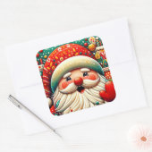 Weihnachtsmann Papai Noel Baba Sint Nicolaas Kris Vierkante Sticker (Envelop)