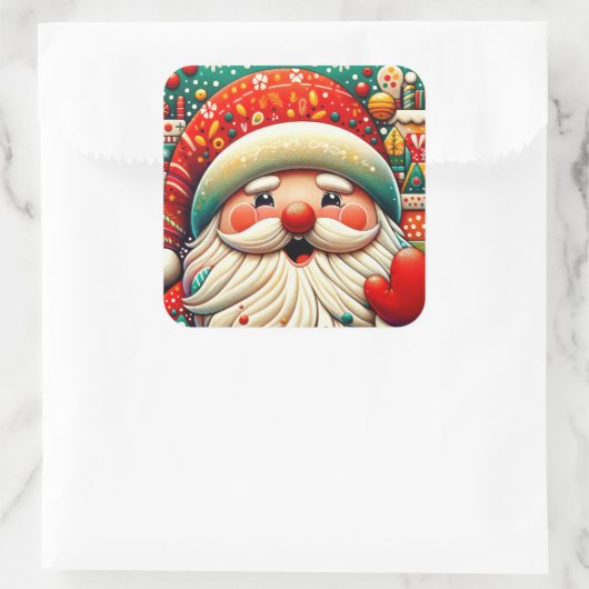Weihnachtsmann Papai Noel Baba Sint Nicolaas Kris Vierkante Sticker (Tas)
