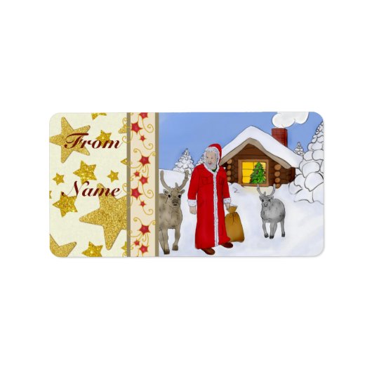 Weihnachtsmann Rechteckiger Aufkleber Etiket (Voorkant)