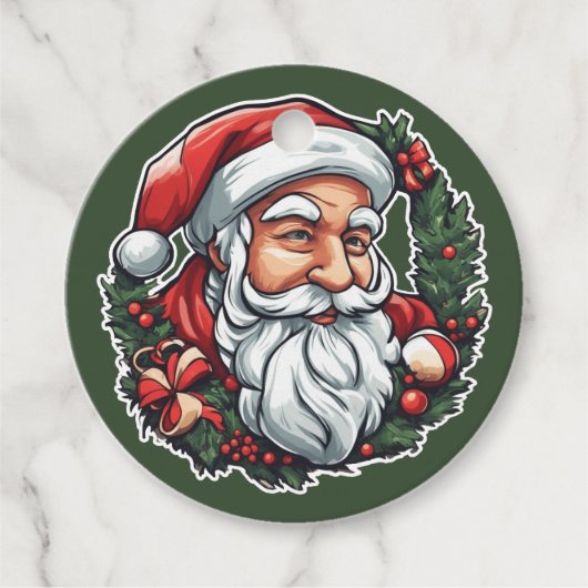 Weihnachtsmannkopf mit Kranz - Bedankjes Labels (Voorkant)