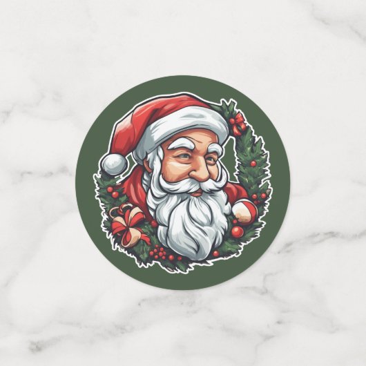 Weihnachtsmannkopf mit Kranz -  Confetti (Kleine voorkant)