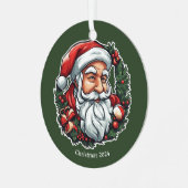 Weihnachtsmannkopf mit Kranz - Metalen Ornament (Voorkant links)