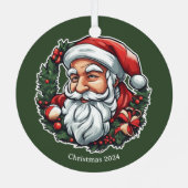 Weihnachtsmannkopf mit Kranz - Metalen Ornament (Achterkant)