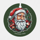 Weihnachtsmannkopf mit Kranz - Metalen Ornament (Voorkant)