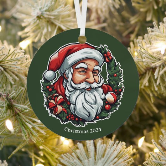 Weihnachtsmannkopf mit Kranz - Metalen Ornament (Insitu)