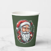 Weihnachtsmannkopf mit Kranz -  Papieren Bekers (Voorkant)