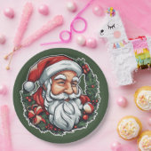 Weihnachtsmannkopf mit Kranz -  Papieren Bordje (Feest)