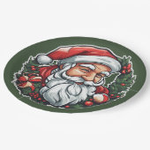 Weihnachtsmannkopf mit Kranz -  Papieren Bordje (Gekanteld)