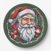 Weihnachtsmannkopf mit Kranz -  Papieren Bordje (Voorkant)