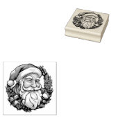 Weihnachtsmannkopf mit Kranz -  Rubberstempel (Gestempeld)