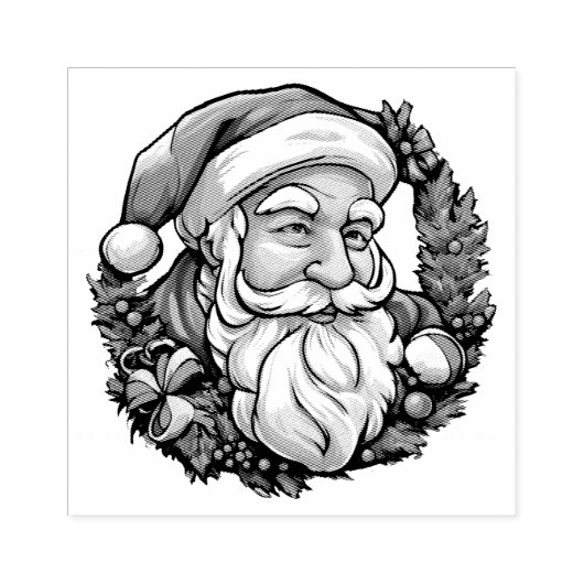 Weihnachtsmannkopf mit Kranz -  Rubberstempel (Afrduk)