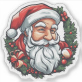 Weihnachtsmannkopf mit Kranz -  Sticker (Voorkant)