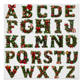 Weihnachtsmonogramm ABC, Alphabet, alle Buchstaben Perfect Poster